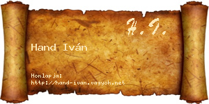 Hand Iván névjegykártya